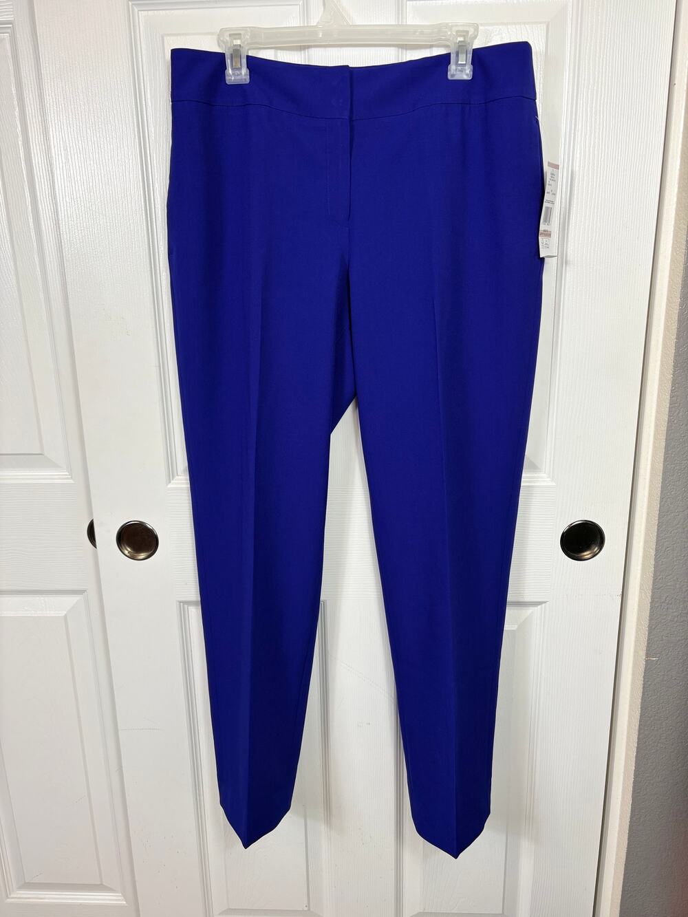 Black Label by Evan Picone Straight Suit Pants Royal Blue Size 12 NWT